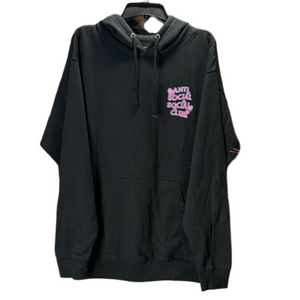 Anti Social Social Club Black Hoodie with Pink Logo